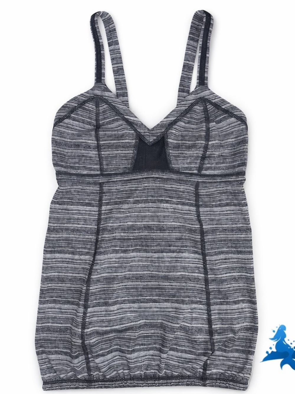 1038 lululemon Run: Light Up Striped Tank - 6 - Black/Gray